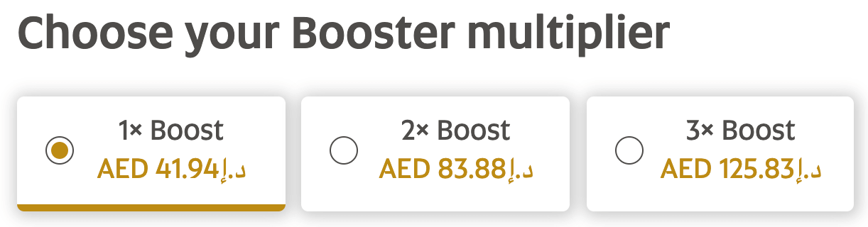 Milesbooster multiple options