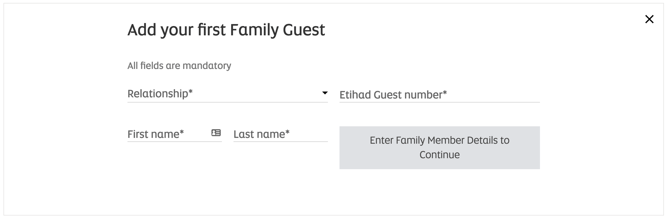 Adding a member to an Etihad Guest Family Membership