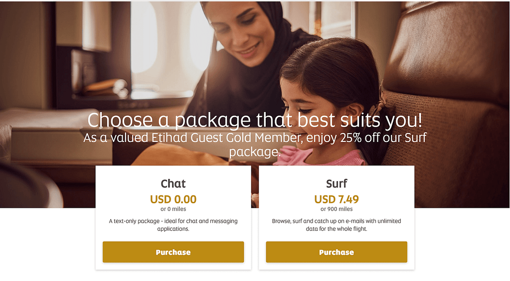 Etihad onboard wifi packages