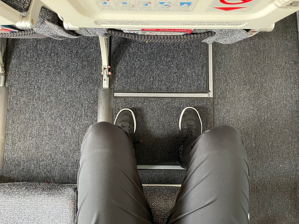 Emergency Exit row legroom on an Air Arabia A320