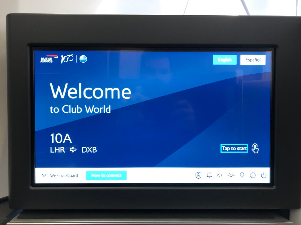 High definition IFE screen in British Airways new Club Suite