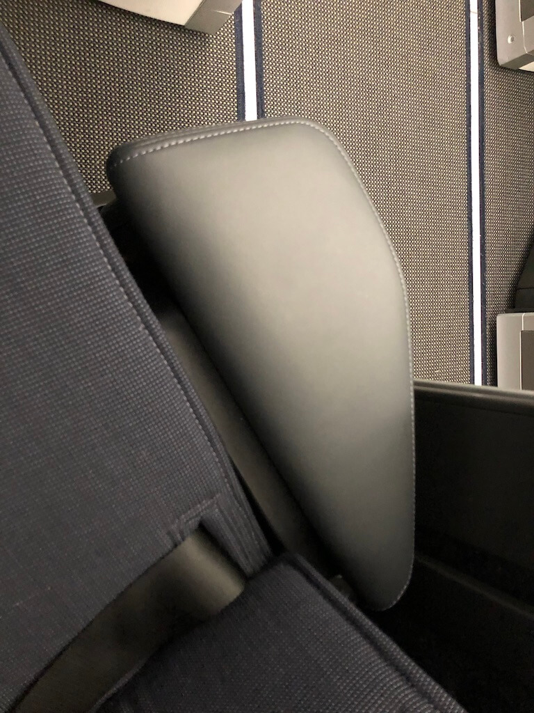 Lowered armrest on British Airways A350 Club Suite